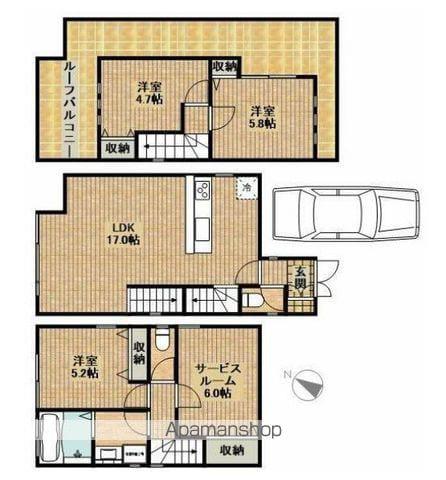 根岸線 山手駅 徒歩3分 3階建 築21年(3SLDK)の間取り写真