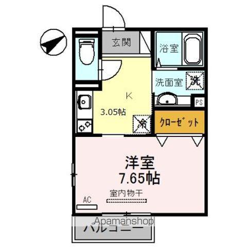 ボンセジュール 彩(1K/2階)の間取り写真