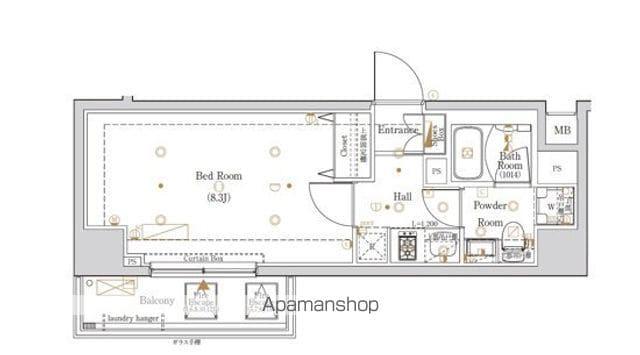 THE LOG日本橋(1K/8階)の間取り写真