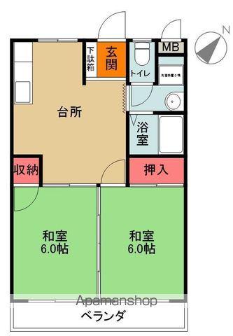 イーストテラス(2DK/3階)の間取り写真