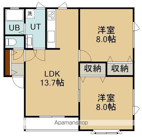 アベニュー(2LDK/1階)の間取り写真