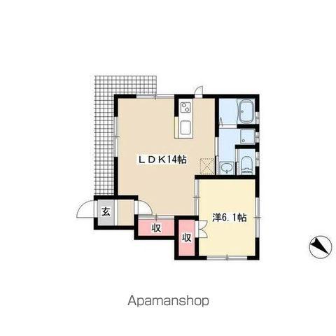 ローズコートⅡ(1LDK/1階)の間取り写真