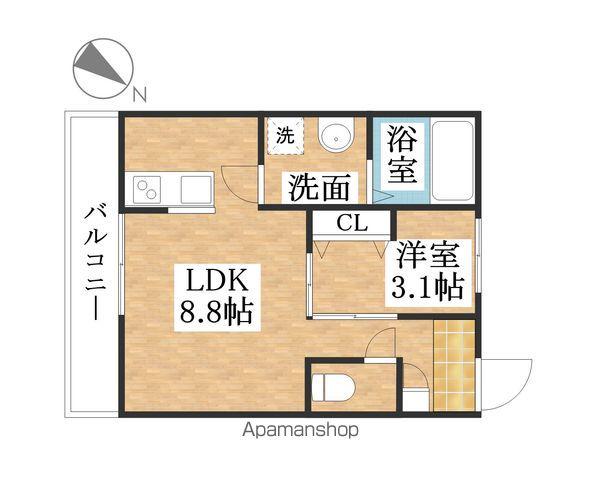 ティンガーラ須ヶ口 イースト(1LDK/2階)の間取り写真