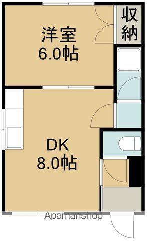マンションソレイユ(1DK/2階)の間取り写真