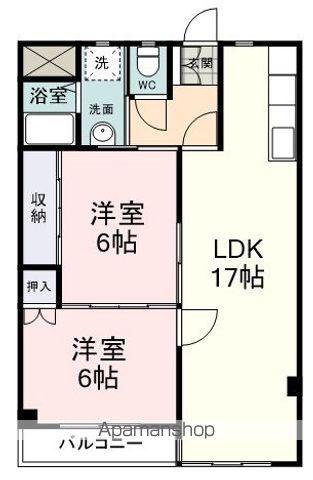 ルミエール千代田(2LDK/2階)の間取り写真
