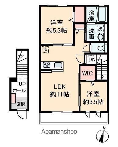 坂戸市伊豆の山アパート(2LDK/2階)の間取り写真