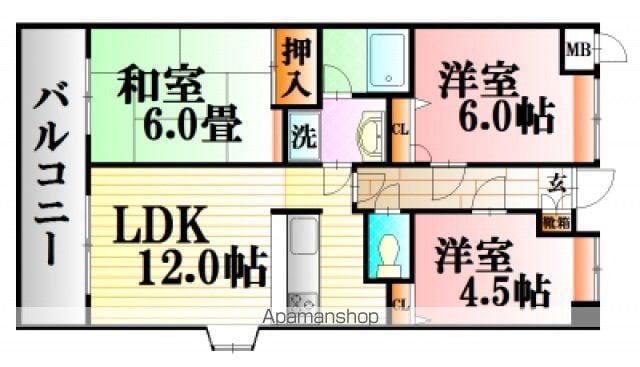 SS八木ハイツ(3LDK/3階)の間取り写真