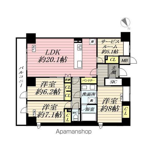 クラシアム神奈川台場(3SLDK/1階)の間取り写真