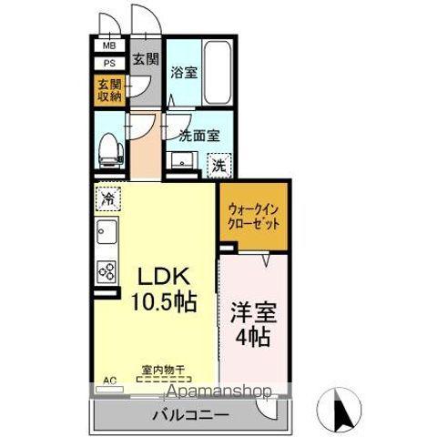 オアシス木之庄(1LDK/2階)の間取り写真