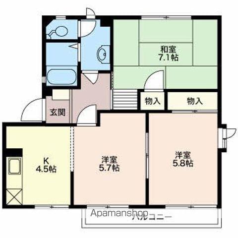 アーバングレイス B(3K/1階)の間取り写真