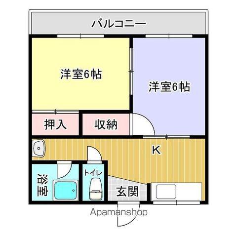 コーポ湊Ⅲ(2DK/2階)の間取り写真