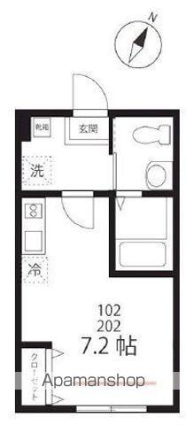 QUIET CRAB HOUSE三ツ沢上町(ワンルーム/2階)の間取り写真