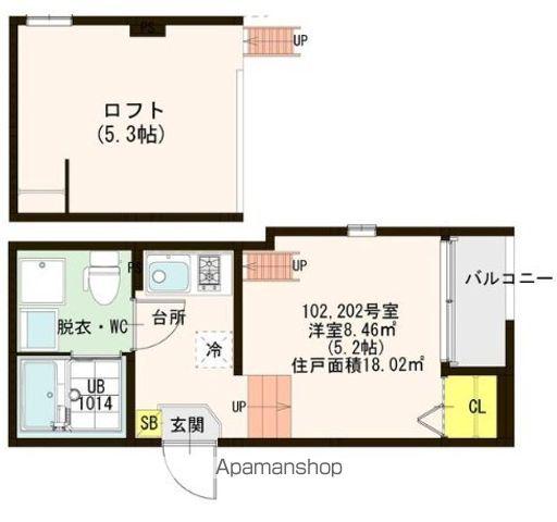 ハーモニーテラス住吉(1K/1階)の間取り写真