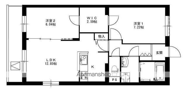 黒桝マンション(2LDK/3階)の間取り写真