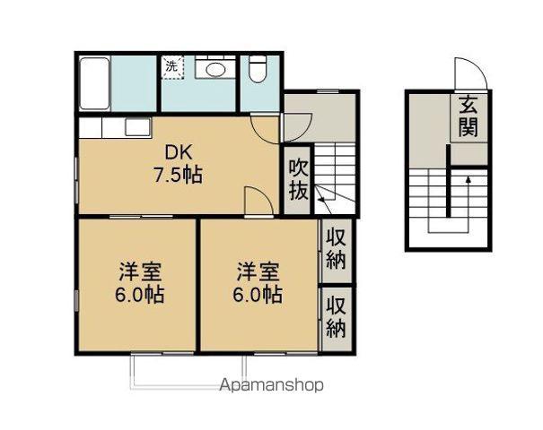 ベルエアガーデンC(2DK/2階)の間取り写真