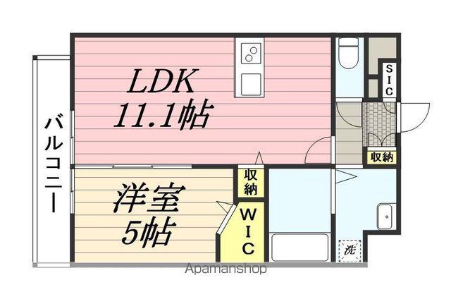 フェリシエ久留米(1LDK/4階)の間取り写真