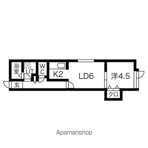 フリューブジョーヌⅢ(1LDK/1階)の間取り写真