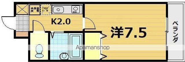 アムフルース2(1K/2階)の間取り写真