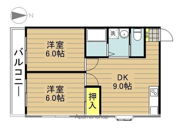 フォーシーズン(2DK/4階)の間取り写真