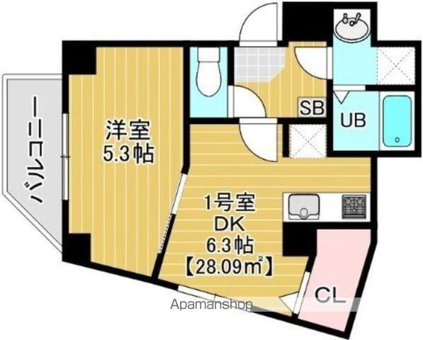 AURORO(1DK/4階)の間取り写真