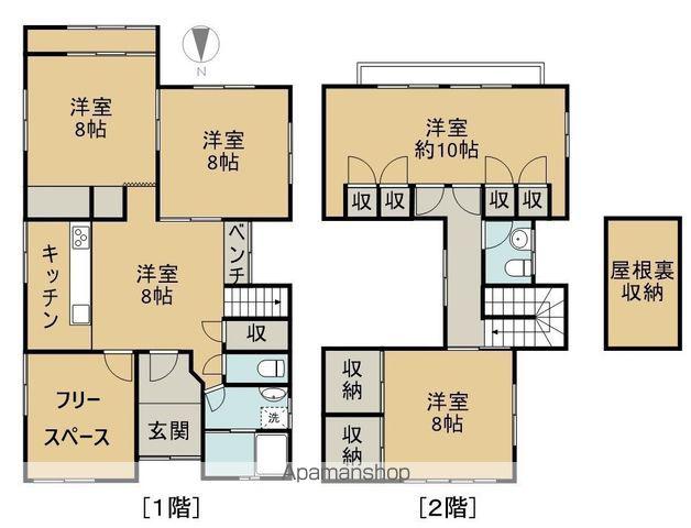 予讃線 新居浜駅 徒歩41分 2階建 築42年(4SLDK)の間取り写真