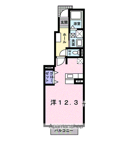 サンリット・ガーデンⅠ(ワンルーム/1階)の間取り写真