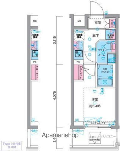 GENOVIA天王台(1K/2階)の間取り写真