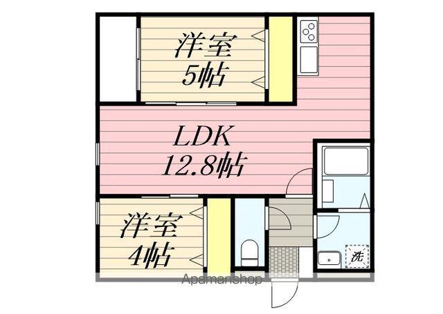 CALME HILLS高宮(2LDK/1階)の間取り写真