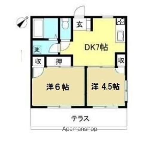 パールコート武蔵小金井(2DK/2階)の間取り写真