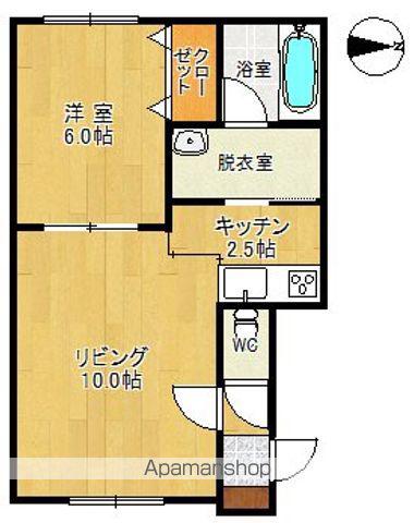 MUGUETE(1LDK/2階)の間取り写真