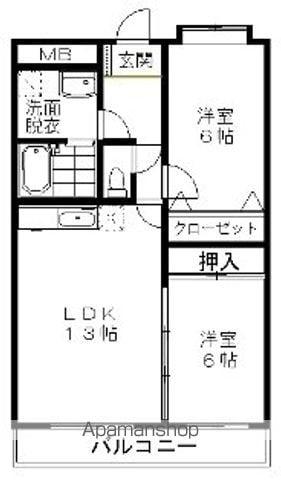 ウエストビレッジ(2LDK/2階)の間取り写真