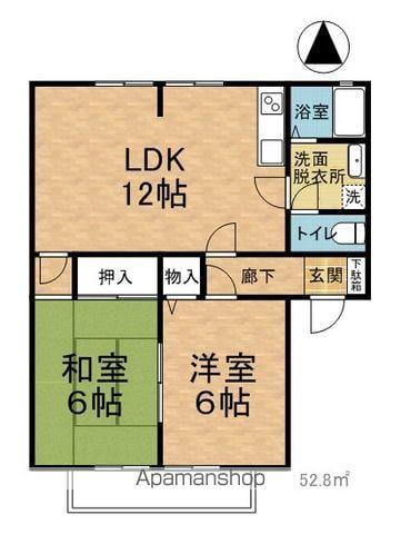 サンヴィレッヂ西穂高(2LDK/2階)の間取り写真