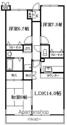 モラダあけぼの(3LDK/2階)の間取り写真