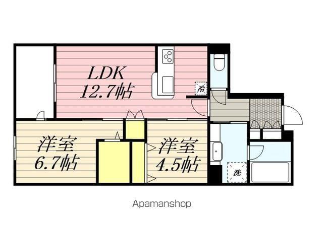 千葉市中央区登戸5丁目メゾン(2LDK/1階)の間取り写真