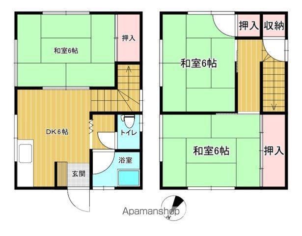 芸備線 矢賀駅 徒歩15分 2階建 築52年(3DK)の間取り写真