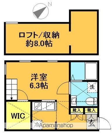 プリマ世田谷壱番館(1K/2階)の間取り写真