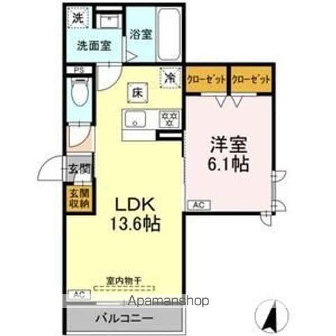 DーHILLS子安III(1LDK/2階)の間取り写真