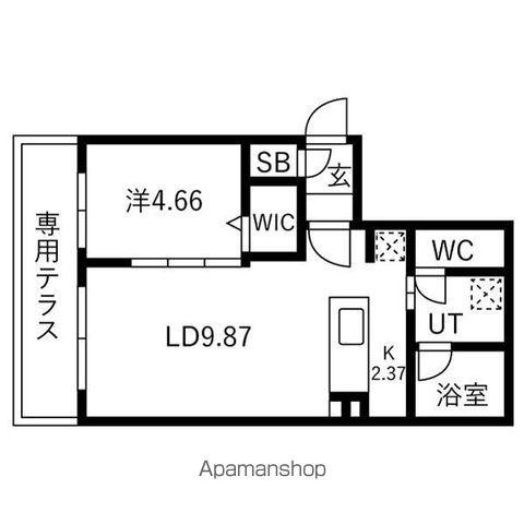 麻生3丁目MS(1LDK/1階)の間取り写真