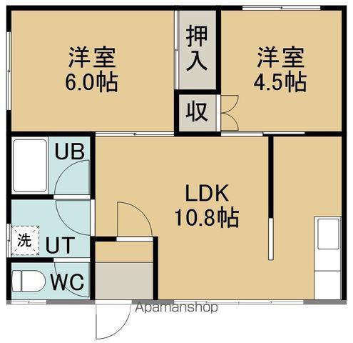 ハウザー美原(2LDK/1階)の間取り写真