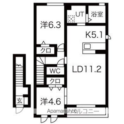 セレニティ(2LDK/2階)の間取り写真