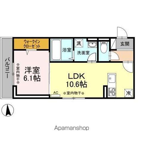 フィドゥーチャ(1LDK/3階)の間取り写真