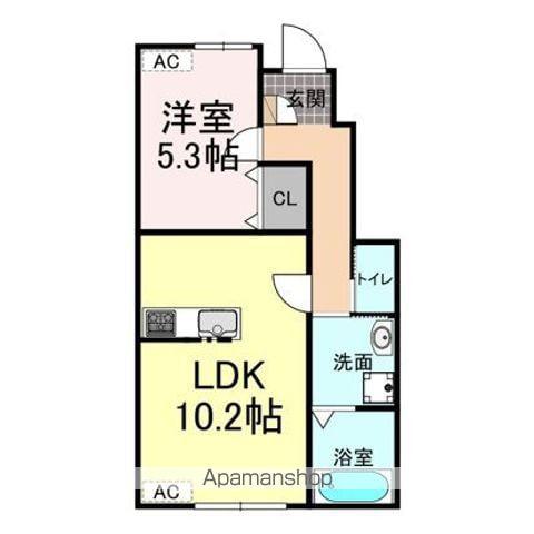 メルヴェイユ B(1LDK/1階)の間取り写真