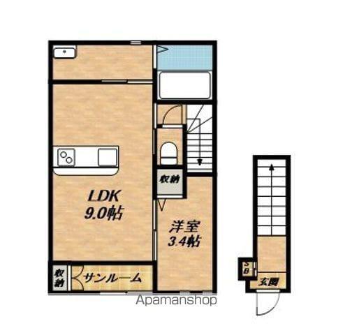 グッドライフステージ札ノ辻(1LDK/2階)の間取り写真