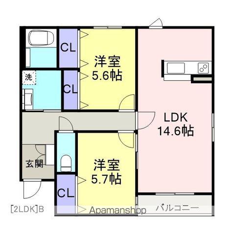 ドルチェ・カーサ新町(2LDK/2階)の間取り写真