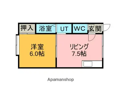 北日本ハイムC棟(1DK/2階)の間取り写真