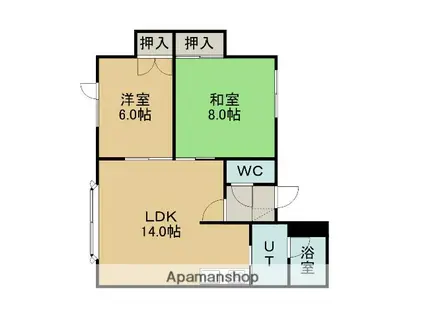 ハイツ中野(2LDK/1階)の間取り写真