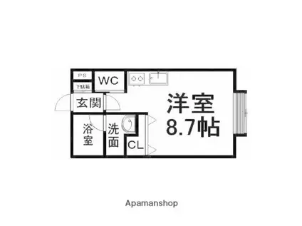 東林ハイツA(ワンルーム/2階)の間取り写真