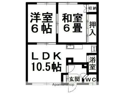 北進ハイツ(2LDK/1階)の間取り写真