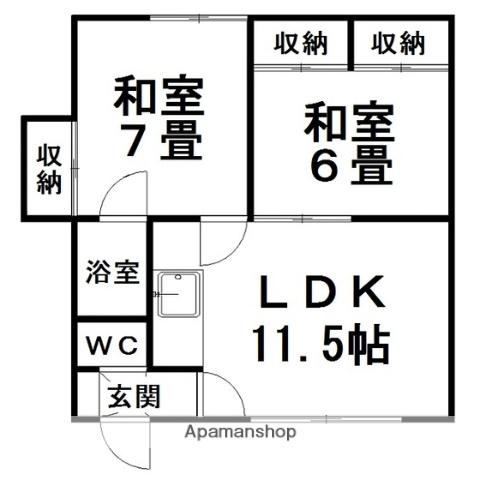湯浅マンション(2LDK/2階)の間取り写真