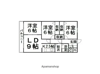 フェイマスKITAMI1番館(3LDK/4階)の間取り写真